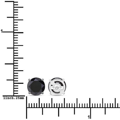 3.48 Carat Genuine Black Diamond 14K White Gold Earrings Bids.com