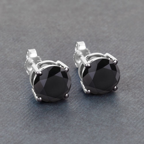 4.25 Carat Genuine Black Diamond 14K White Gold Earrings Bids.com