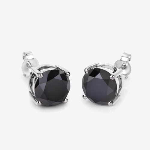 4.91 Carat Genuine Black Diamond 14K White Gold Earrings Bids.com