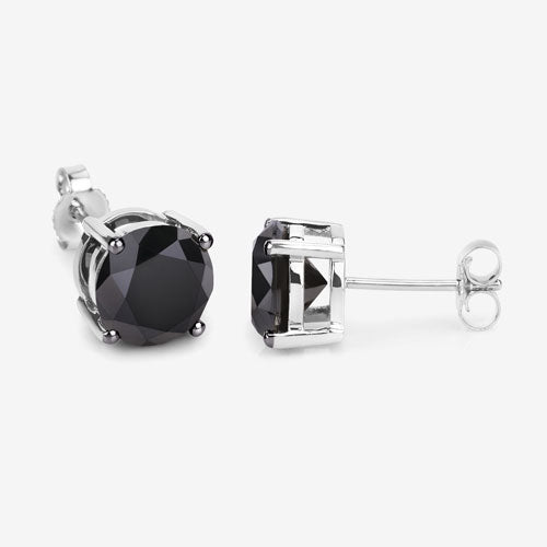 4.25 Carat Genuine Black Diamond 14K White Gold Earrings Bids.com