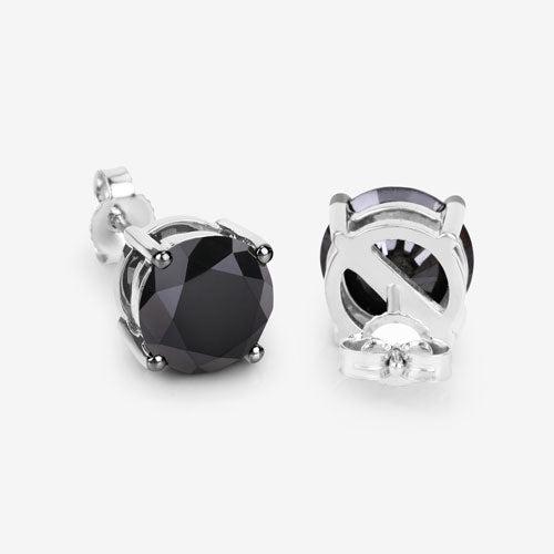 4.25 Carat Genuine Black Diamond 14K White Gold Earrings Bids.com