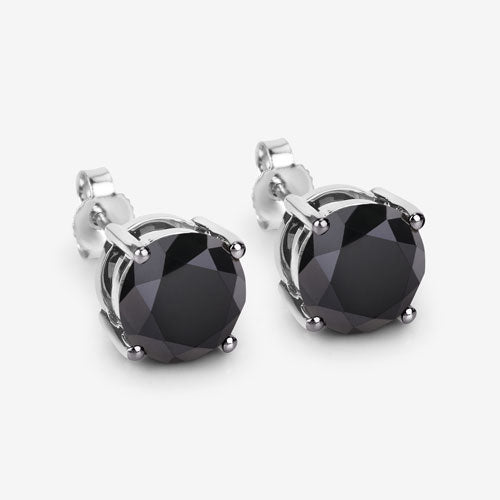 4.25 Carat Genuine Black Diamond 14K White Gold Earrings Bids.com