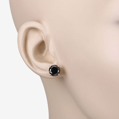 3.84 Carat Genuine Black Diamond 14K Yellow Gold Earrings Bids.com