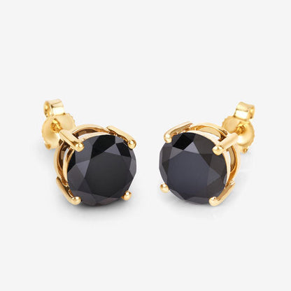 4.30 Carat Genuine Black Diamond 14K Yellow Gold Earrings Bids.com