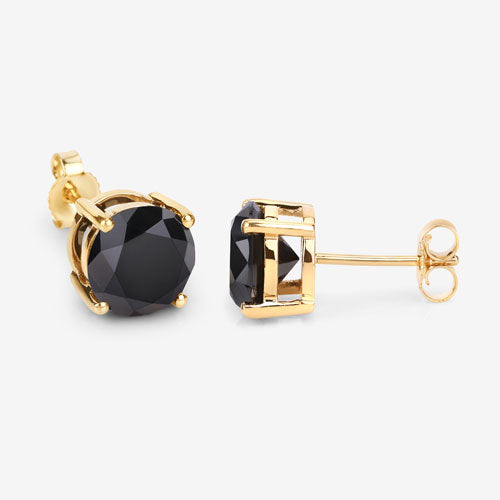 4.30 Carat Genuine Black Diamond 14K Yellow Gold Earrings Bids.com