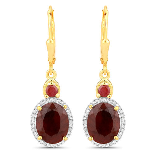 6.98 Carat Dyed Ruby and White Diamond .925 Sterling Silver Earrings Bids.com