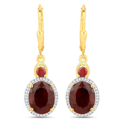 6.98 Carat Dyed Ruby and White Diamond .925 Sterling Silver Earrings Bids.com