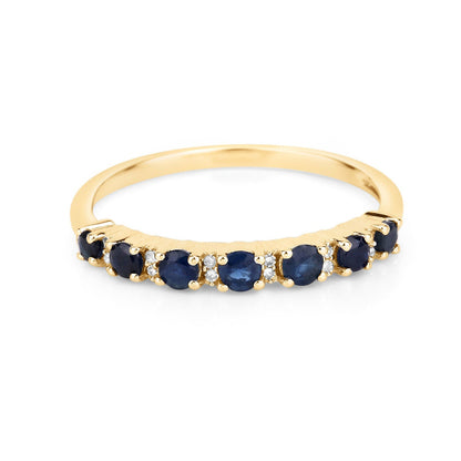 0.43 Carat Genuine Blue Sapphire and White Diamond 14K Yellow Gold Ring Bids.com