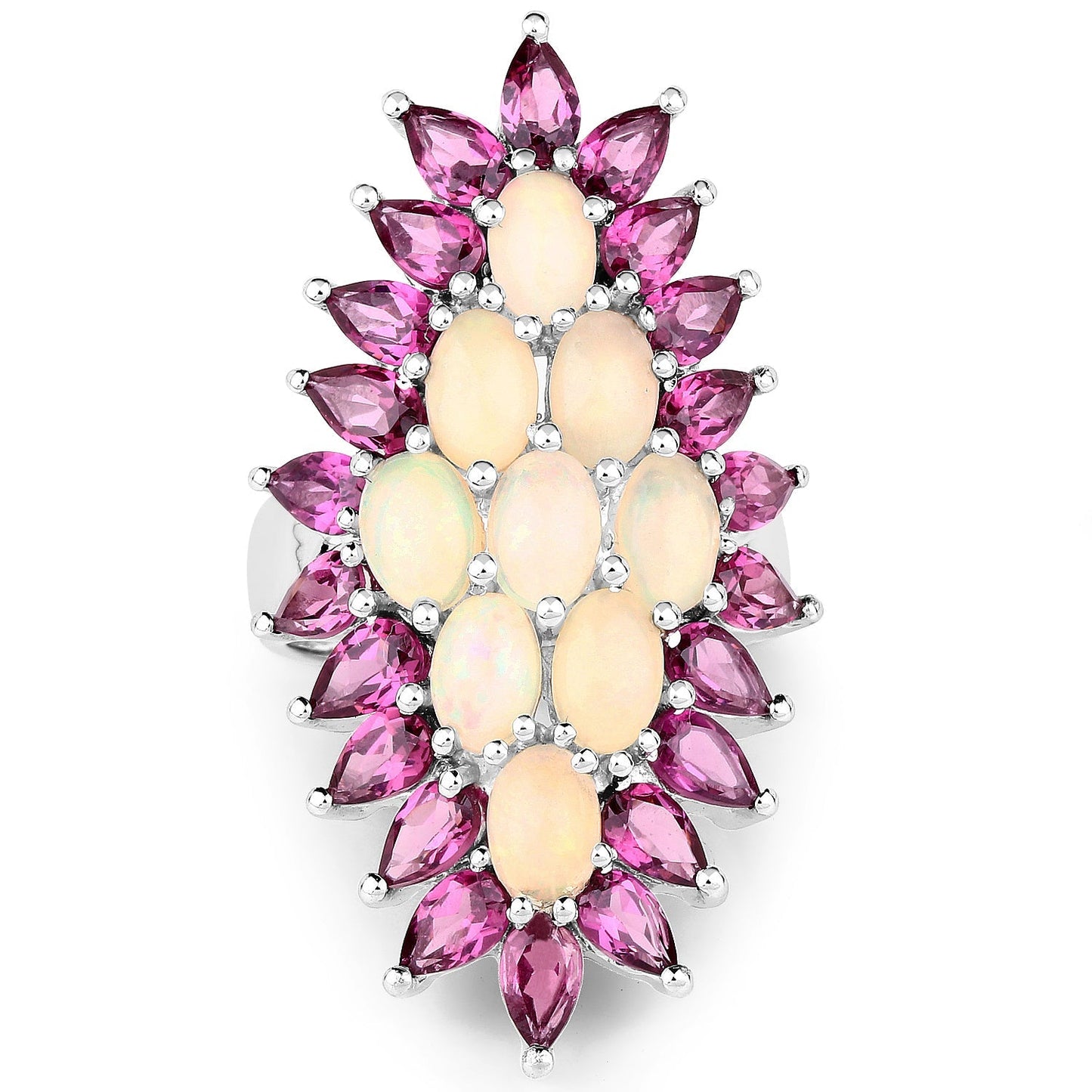 8.37 Carat Genuine Opal & Rhodolite .925 Sterling Silver Ring Bids.com