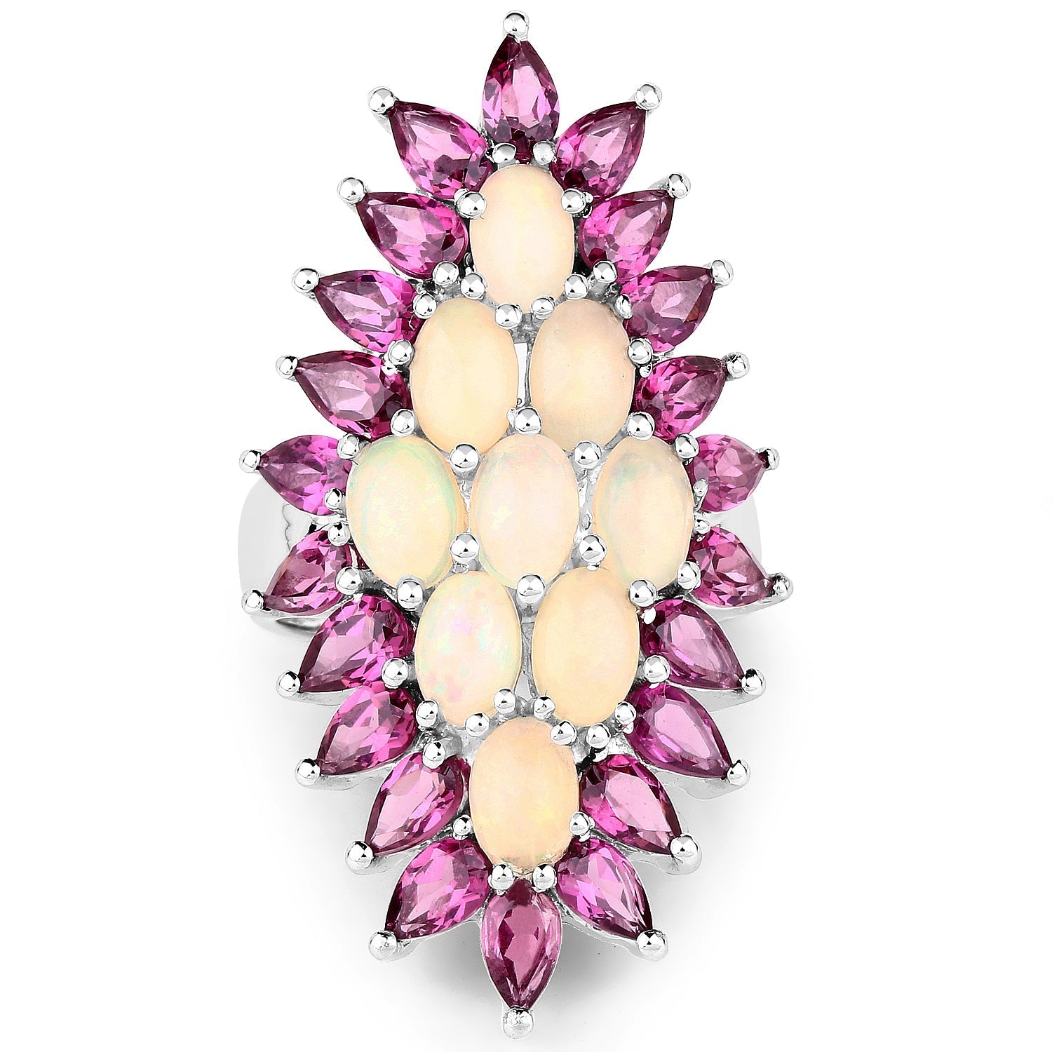 8.37 Carat Genuine Opal & Rhodolite .925 Sterling Silver Ring Bids.com