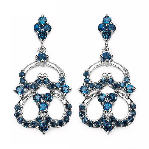 4.84 Carat Genuine London Blue Topaz .925 Sterling Silver Earrings Bids.com