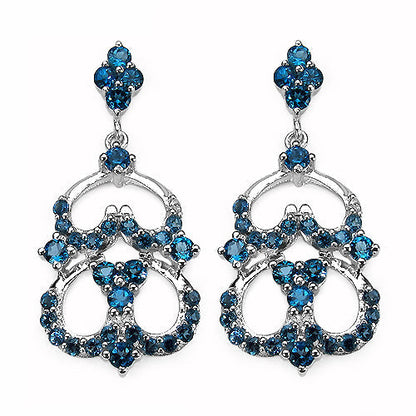 4.84 Carat Genuine London Blue Topaz .925 Sterling Silver Earrings Bids.com