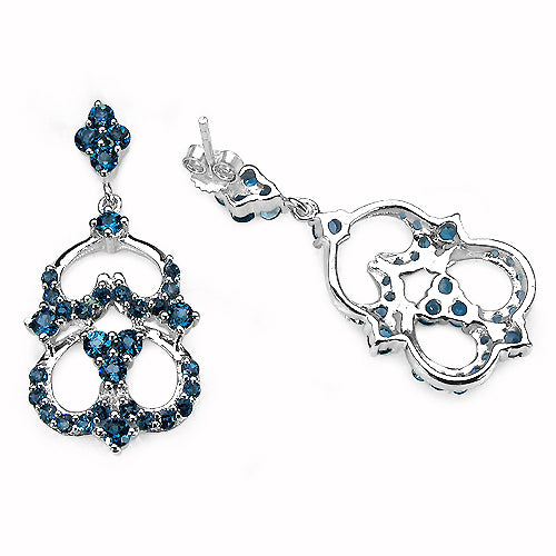4.84 Carat Genuine London Blue Topaz .925 Sterling Silver Earrings Bids.com