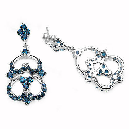 4.84 Carat Genuine London Blue Topaz .925 Sterling Silver Earrings Bids.com