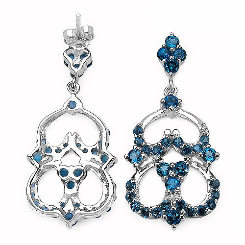4.84 Carat Genuine London Blue Topaz .925 Sterling Silver Earrings Bids.com