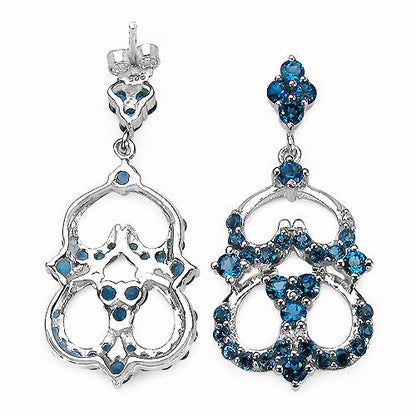 4.84 Carat Genuine London Blue Topaz .925 Sterling Silver Earrings Bids.com