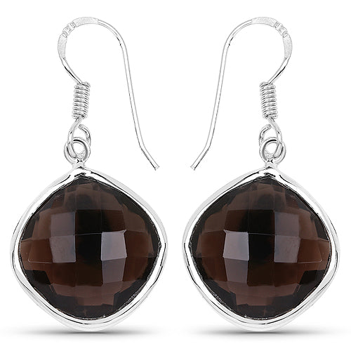 22.80 Carat Genuine Smoky Quartz .925 Sterling Silver Earrings Bids.com