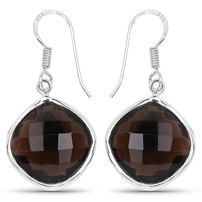 22.80 Carat Genuine Smoky Quartz .925 Sterling Silver Earrings Bids.com