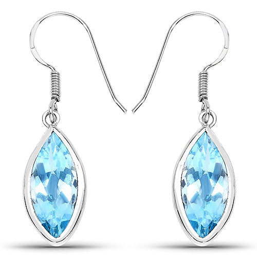 9.76 Carat Genuine Blue Topaz .925 Sterling Silver Earrings Bids.com