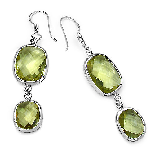 25.74 Carat Genuine Lemon Quartz .925 Sterling Silver Earrings Bids.com
