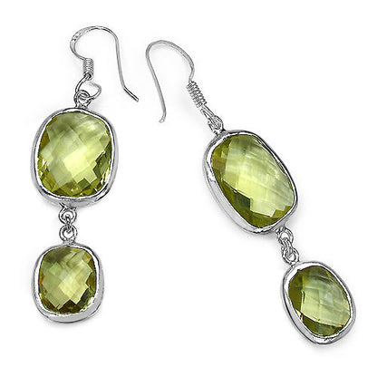 25.74 Carat Genuine Lemon Quartz .925 Sterling Silver Earrings Bids.com