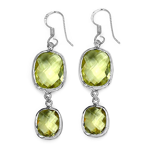 25.74 Carat Genuine Lemon Quartz .925 Sterling Silver Earrings Bids.com