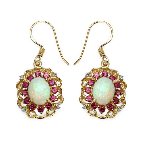 14K Yellow Gold Plated 4.94 Carat Genuine Multi Stones .925 Sterling Silver Earrings Bids.com