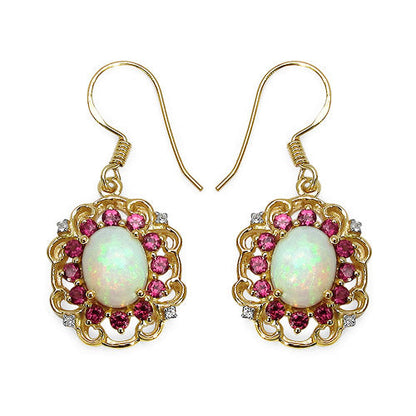 14K Yellow Gold Plated 4.94 Carat Genuine Multi Stones .925 Sterling Silver Earrings Bids.com
