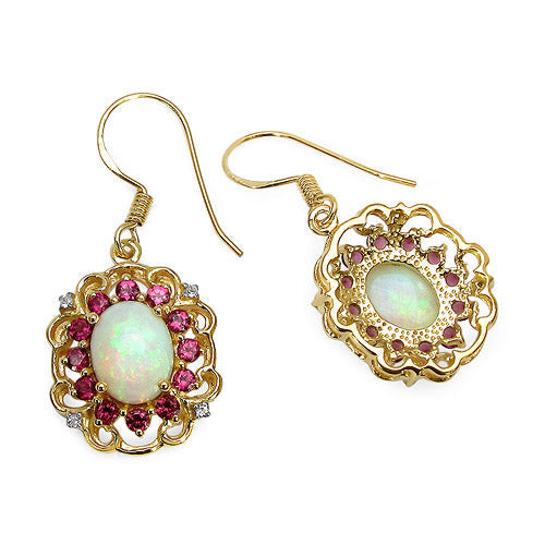 14K Yellow Gold Plated 4.94 Carat Genuine Multi Stones .925 Sterling Silver Earrings Bids.com