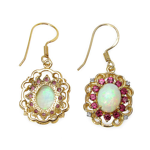 14K Yellow Gold Plated 4.94 Carat Genuine Multi Stones .925 Sterling Silver Earrings Bids.com