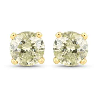 1.15 Carat Genuine LB Diamond 14K Yellow Gold Earrings Bids.com
