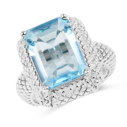 9.25 Carat Genuine Blue Topaz .925 Sterling Silver Ring Bids.com