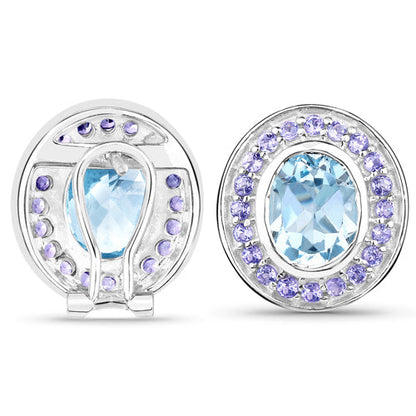 6.30 Carat Genuine Blue Topaz and Tanzanite .925 Sterling Silver Earrings Bids.com