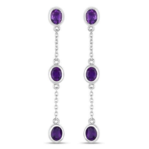 2.04 Carat Genuine Amethyst .925 Sterling Silver Earrings Bids.com