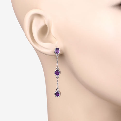 2.04 Carat Genuine Amethyst .925 Sterling Silver Earrings Bids.com