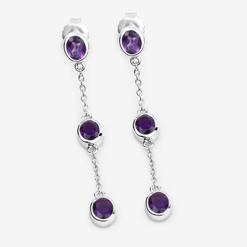 2.04 Carat Genuine Amethyst .925 Sterling Silver Earrings Bids.com