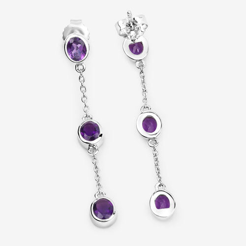 2.04 Carat Genuine Amethyst .925 Sterling Silver Earrings Bids.com