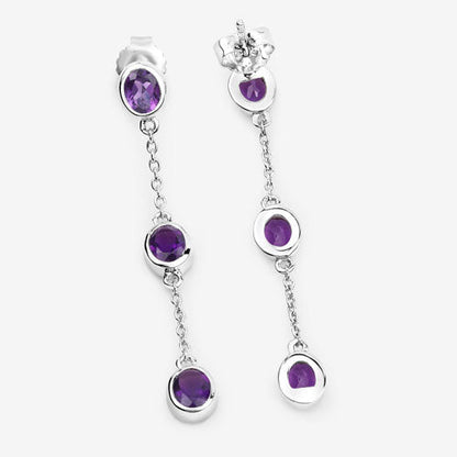 2.04 Carat Genuine Amethyst .925 Sterling Silver Earrings Bids.com