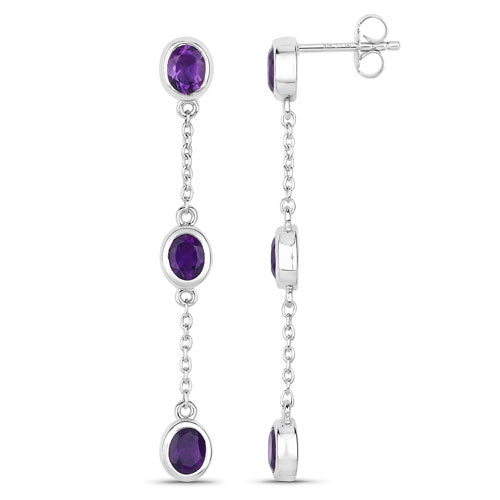 2.04 Carat Genuine Amethyst .925 Sterling Silver Earrings Bids.com