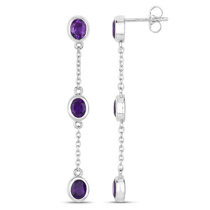 2.04 Carat Genuine Amethyst .925 Sterling Silver Earrings Bids.com