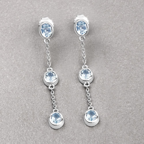 2.16 Carat Genuine Blue Topaz .925 Sterling Silver Earrings Bids.com