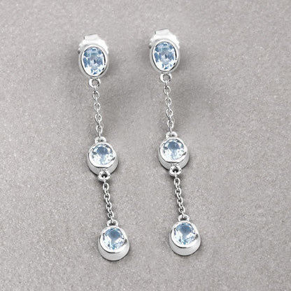 2.16 Carat Genuine Blue Topaz .925 Sterling Silver Earrings Bids.com