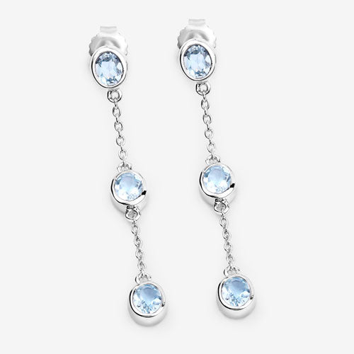 2.16 Carat Genuine Blue Topaz .925 Sterling Silver Earrings Bids.com