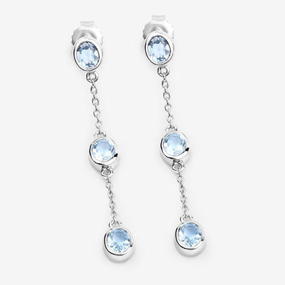 2.16 Carat Genuine Blue Topaz .925 Sterling Silver Earrings Bids.com