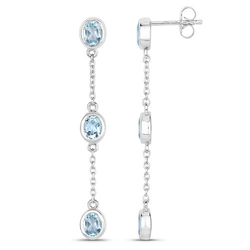 2.16 Carat Genuine Blue Topaz .925 Sterling Silver Earrings Bids.com