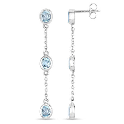 2.16 Carat Genuine Blue Topaz .925 Sterling Silver Earrings Bids.com