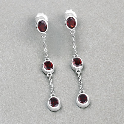 2.70 Carat Genuine Garnet .925 Sterling Silver Earrings Bids.com