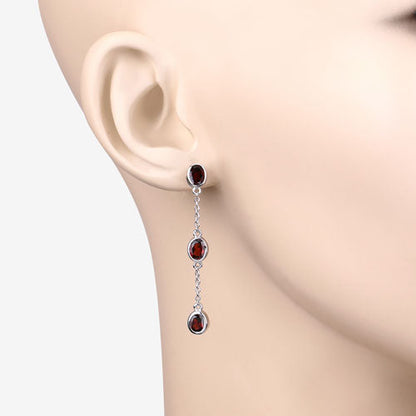 2.70 Carat Genuine Garnet .925 Sterling Silver Earrings Bids.com