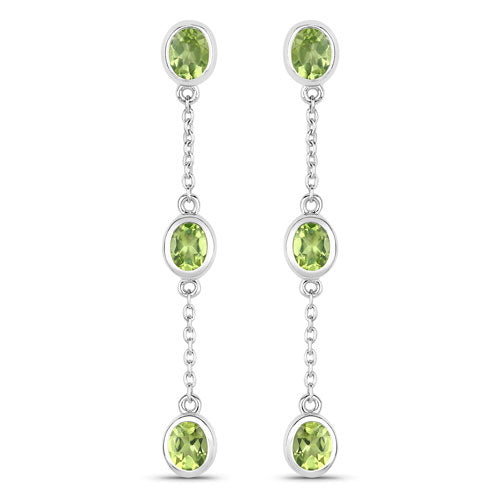 2.10 Carat Genuine Peridot .925 Sterling Silver Earrings Bids.com
