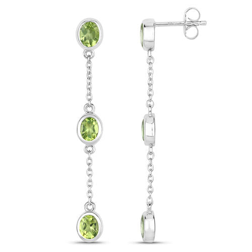 2.10 Carat Genuine Peridot .925 Sterling Silver Earrings Bids.com